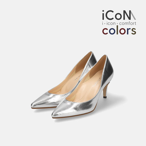 2024AW：iCoN COLORS：ポインテッドトゥ スムース パンプス（C76533）シルバー/mamian（マミアン）