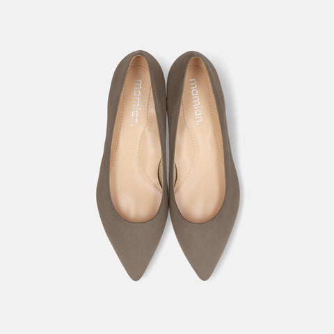 20%OFF：2025AW：iCoN COLORS：ポインテッドトゥ スエード フラットシューズ（C20142）グレージュS/mamian（マミアン）