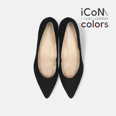 20%OFF：2025AW：iCoN COLORS：ポインテッドトゥ スエード パンプス（C57172）ブラックS/mamian（マミアン）