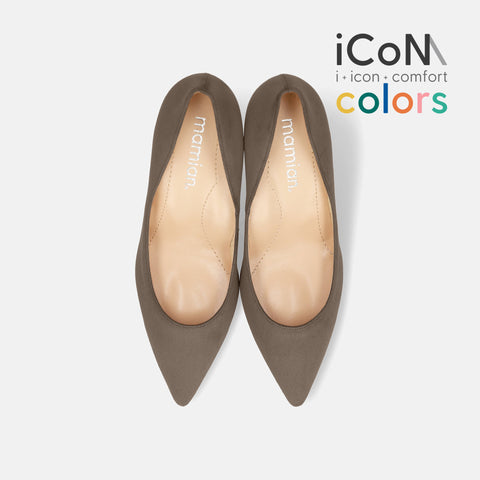 20%OFF：2025AW：iCoN COLORS：ポインテッドトゥ スエード パンプス（C76532）グレージュS/mamian（マミアン）
