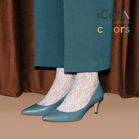 30%OFF：iCoN COLORS：ポインテッドトゥ スムース パンプス（C76533）アッシュブルー/mamian（マミアン）