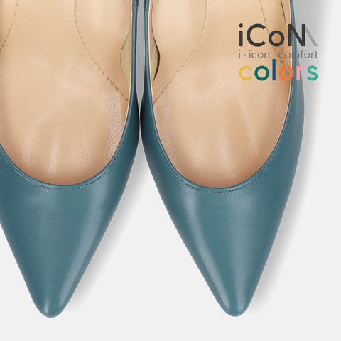 30%OFF：iCoN COLORS：ポインテッドトゥ スムース パンプス（C76533）アッシュブルー/mamian（マミアン）