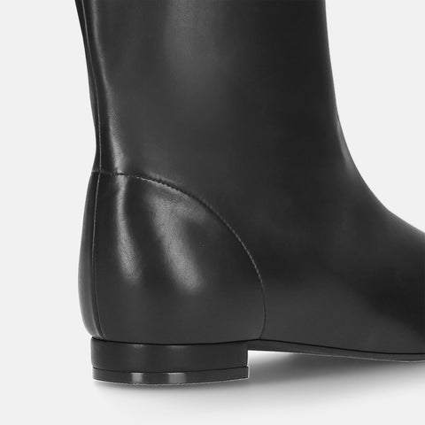 2025AW：ワイドシャフト フラット ロングブーツ（m17059）ブラック/mamian（マミアン）