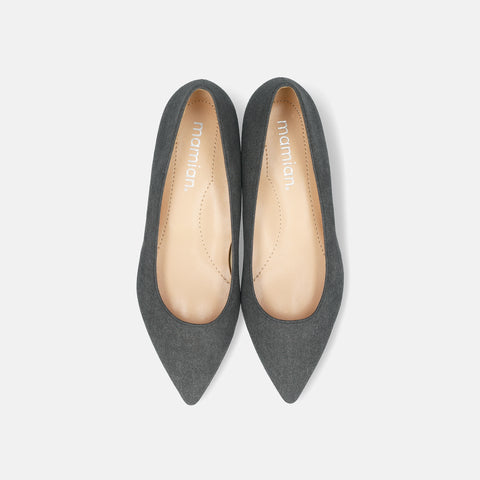 15% OFF: iCoN COLORS: Pointed toe suede flat shoes (C20142) Charcoal S