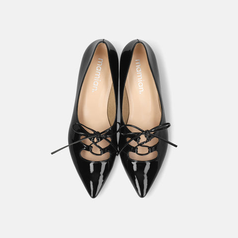 予約：レースアップ フラットシューズ（m17068）ブラックE/mamian（マミアン）