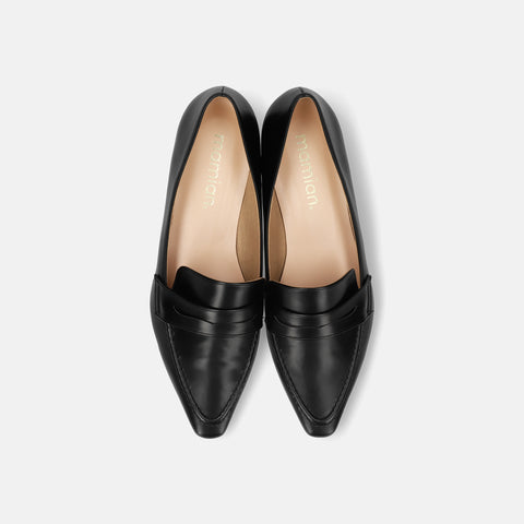 予約：2026SS：スクエアトゥローファー（m18016）ブラック/mamian（マミアン）