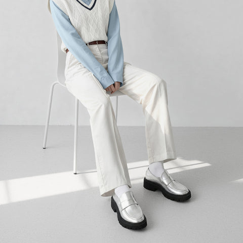 予約：トラックソール ローファー（m100014）シルバー/mamian（マミアン）