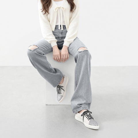 予約：グリッターコンビ スニーカー（m1004）ホワイト/C/mamian（マミアン）