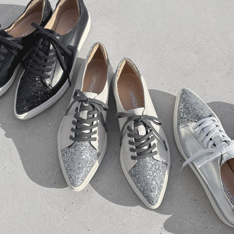 予約：グリッターコンビ スニーカー（m1004）ホワイト/C/mamian（マミアン）