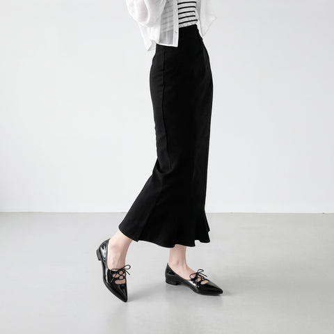 予約：レースアップ フラットシューズ（m17068）ブラックE/mamian（マミアン）