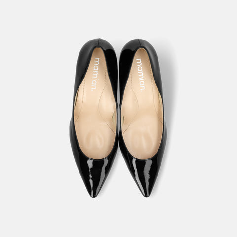 10% OFF: 2024SS: iCoN COLORS: Pointed Toe Enamel Pumps (C76531) Black E