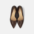 2025AW：サイドコンシャス デザイン パンプス（m45007）ダークブラウンリザード/mamian（マミアン）