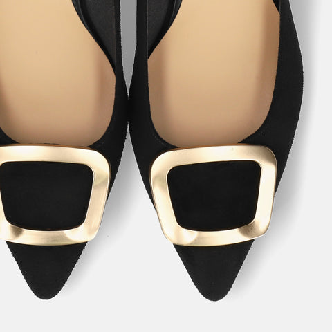 2025AW：ポインテッドトゥ バックル パンプス（m55224）ブラックS/mamian（マミアン）