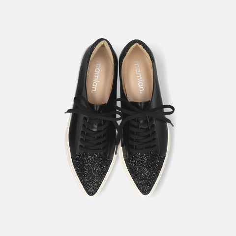 予約：グリッターコンビ スニーカー（m1004）ブラック/C/mamian（マミアン）