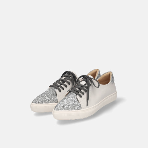 予約：グリッターコンビ スニーカー（m1004）ホワイト/C/mamian（マミアン）