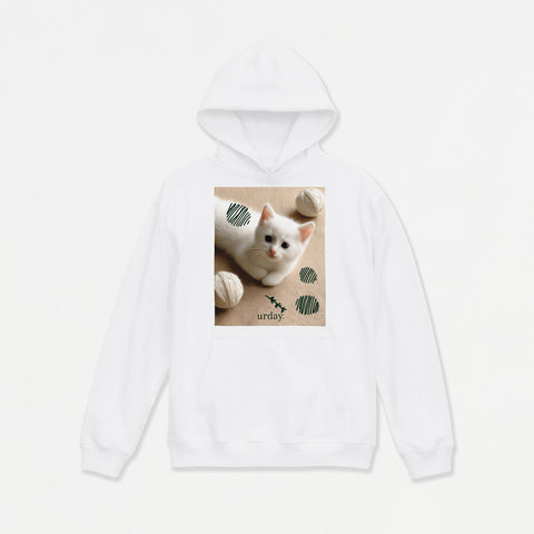 予約：urday【cat】アートワークスウェットプルパーカ（u-a-spk-0001-03）ホワイト