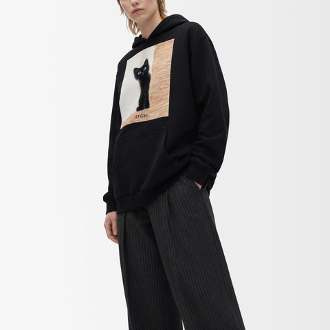 予約：urday【cat】アートワークスウェットプルパーカ（u-a-spk-0001-05）ブラック
